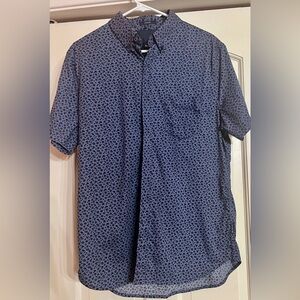 Ben Sherman Sz Lg Navy Micro-Floral Button Down Short-Sleeve Shirt